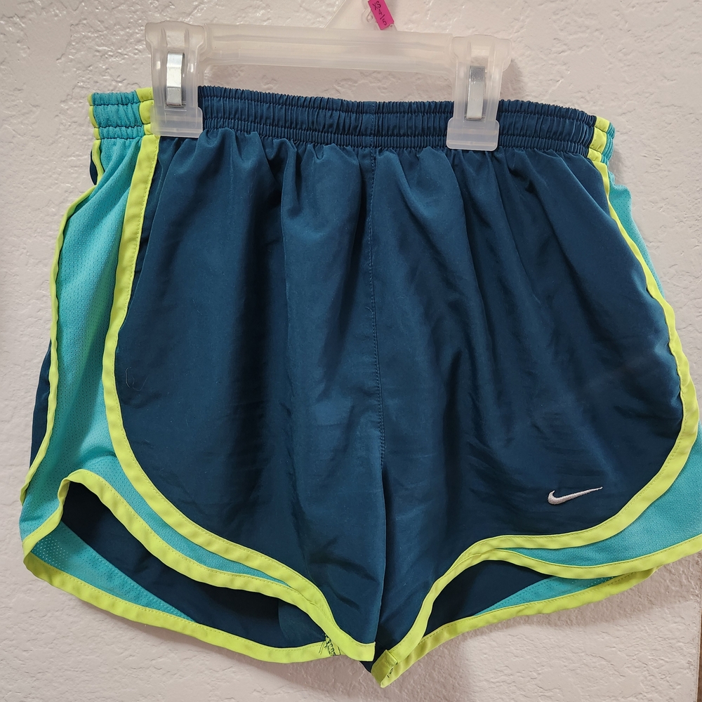 Nike Women's Blue And Green Lined  Running Shorts